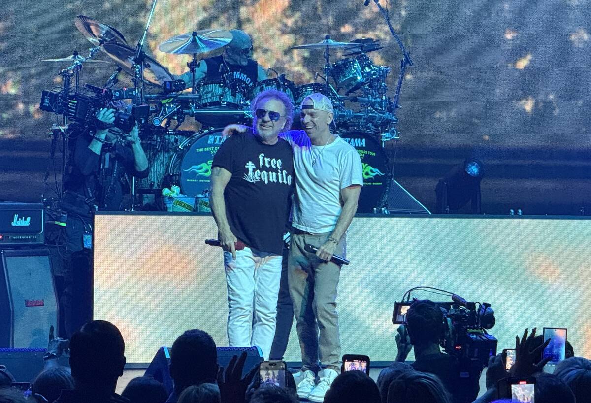 Sammy Hagar and Kenny Chesney are shown at Dolby Live at Park MGM on Friday, May 16, 2025. (Joh ...