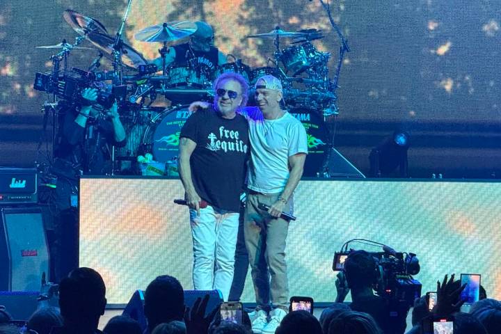 Sammy Hagar and Kenny Chesney are shown at Dolby Live at Park MGM on Friday, May 16, 2025. (Joh ...