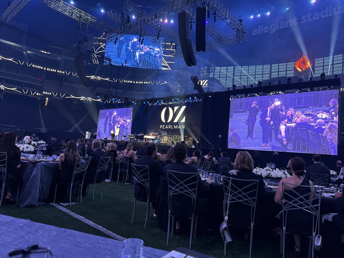 A look at the stage and crowd of about 1,000 at the second annual Raiders Silver & Black Gala a ...