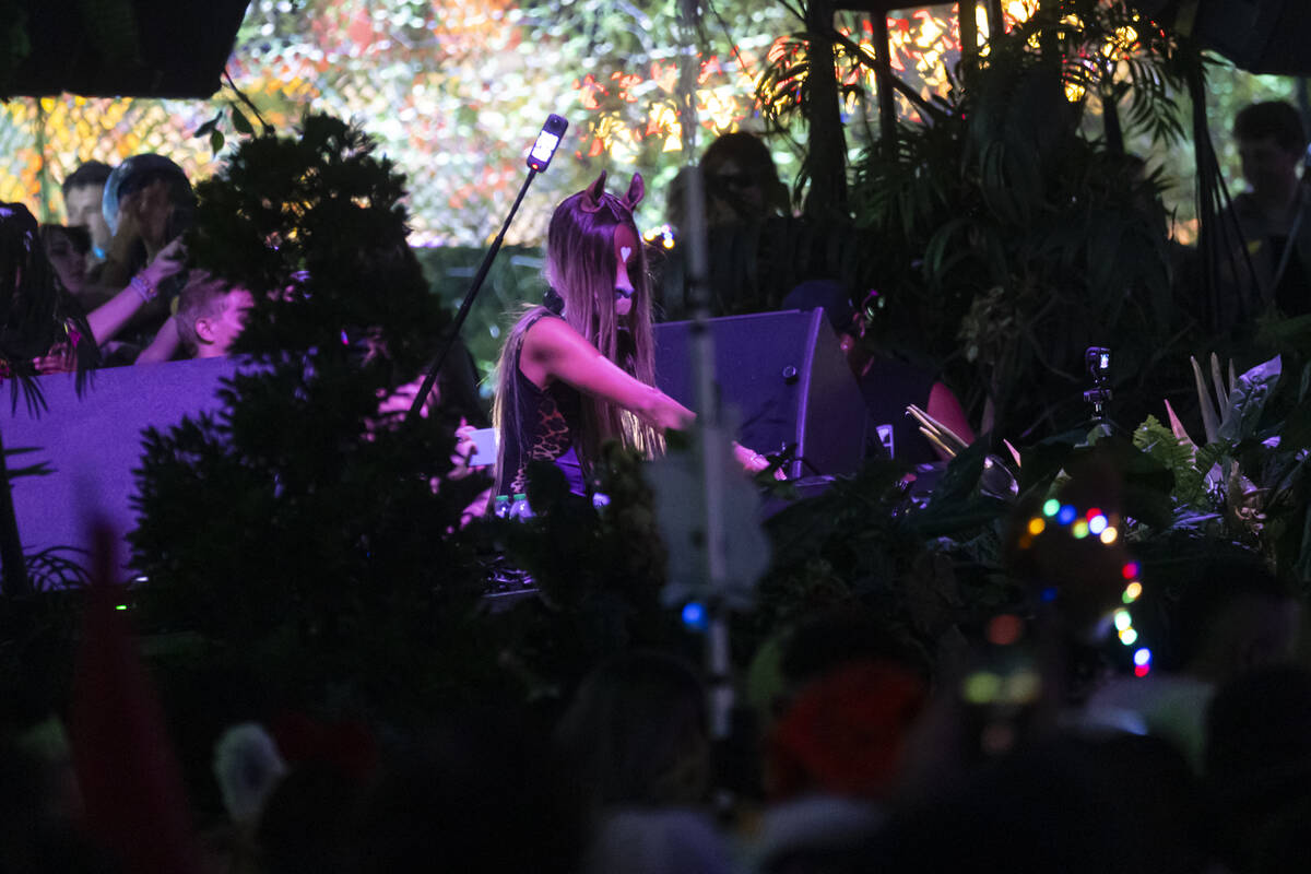 Horsegiirl performs at the Bionic Jungle stage during the second night of the Electric Daisy Ca ...