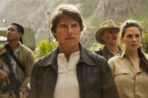 From left, Greg Tarzan Davis, Tom Cruise, Simon Pegg and Hayley Atwell in "Mission: Imposs ...