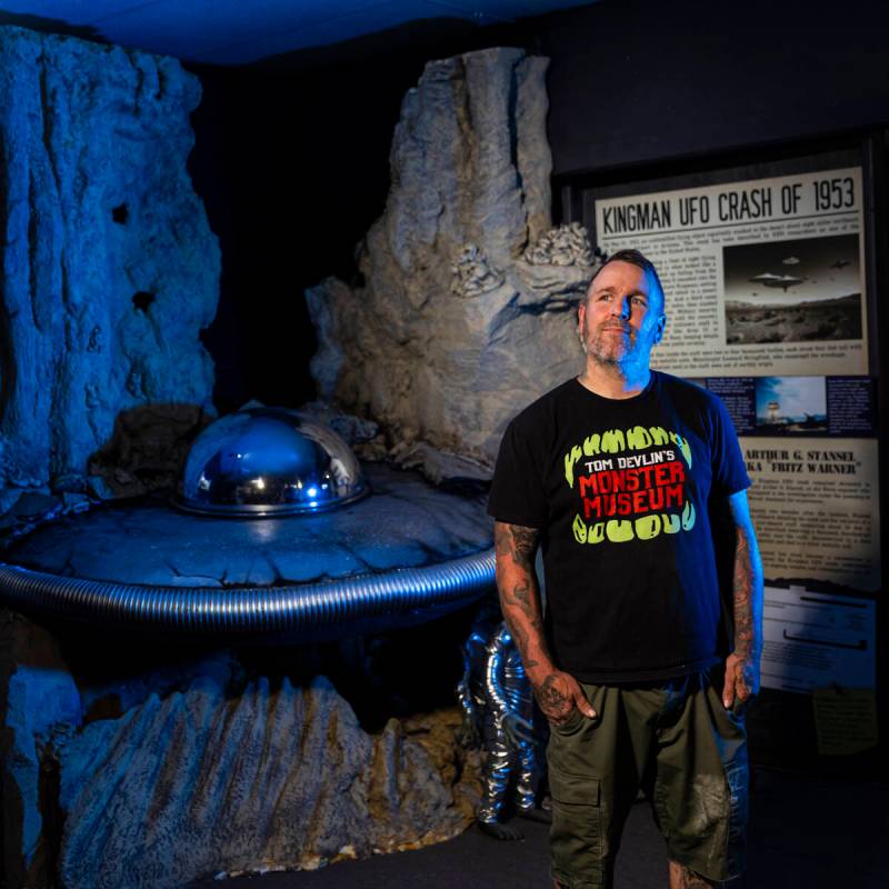Tom Devlin, owner of Outpost 51 Alien Museum, as well as Tom Devlin’s Monster Museum, ne ...