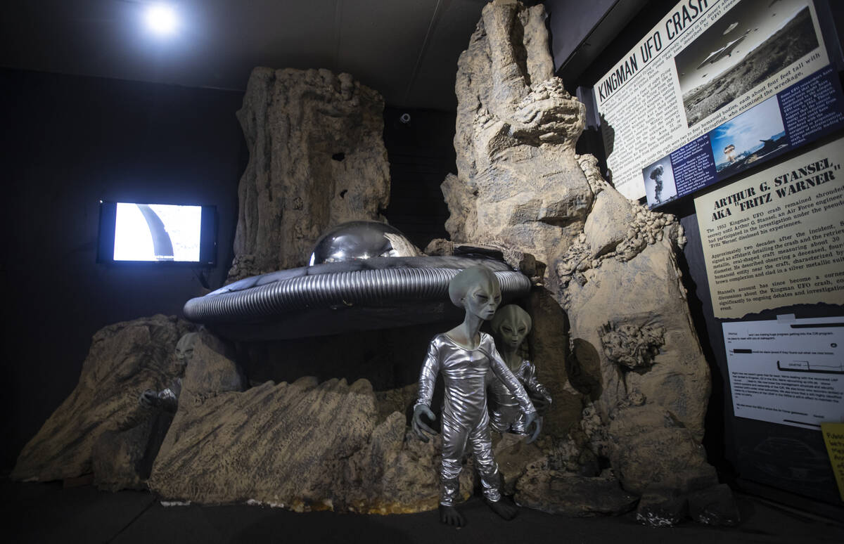 Aliens are seen on display at an exhibit area referencing the Kingman UFO crash of 1953 at the ...