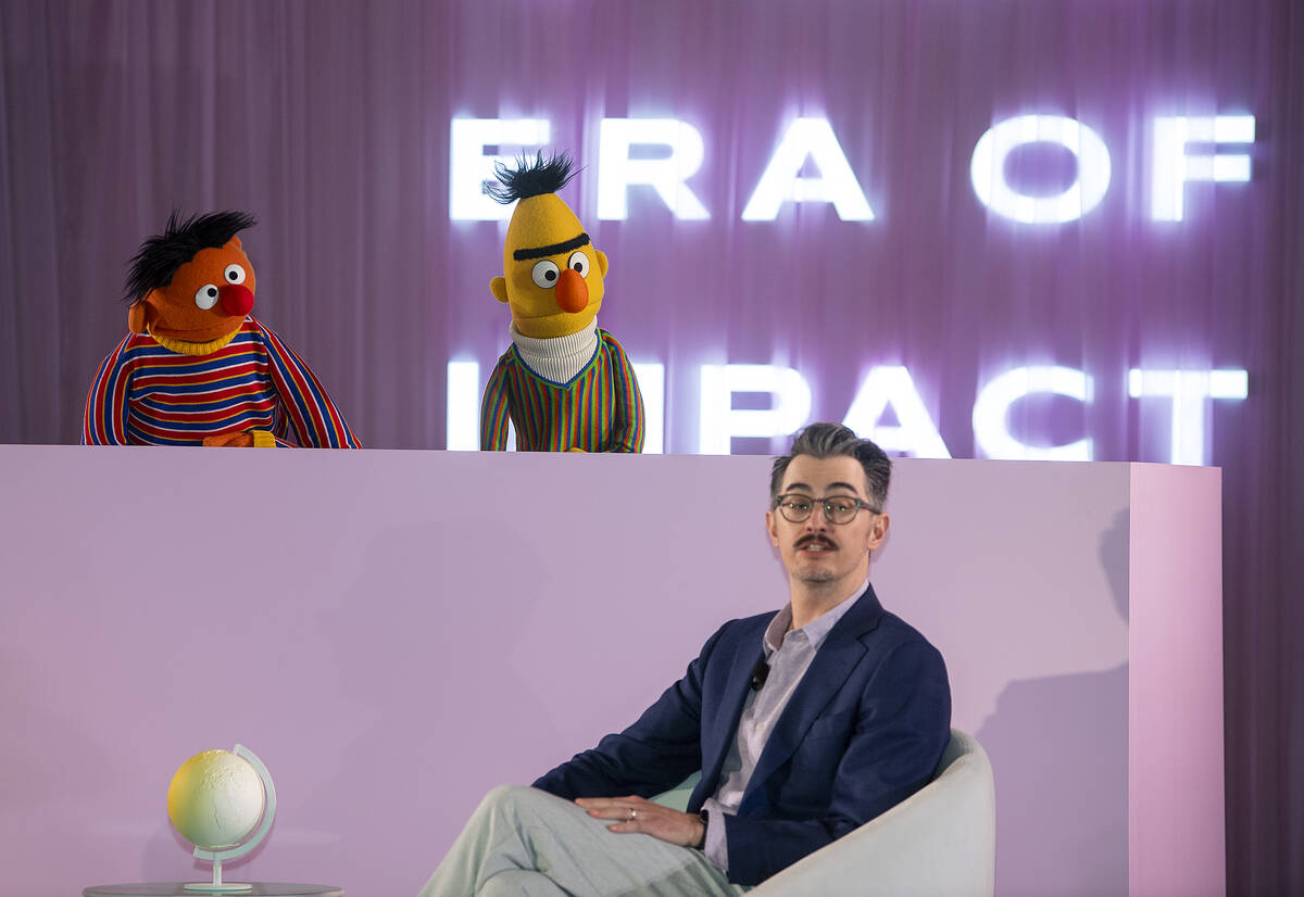 Sesame Street's Bert and Ernie speak with Sal Perez, executive producer and VP of Sesame Street ...