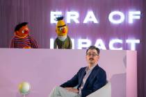Sesame Street's Bert and Ernie speak with Sal Perez, executive producer and VP of Sesame Street ...