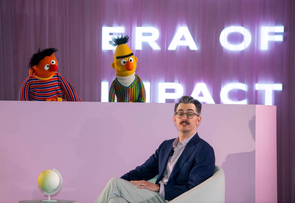 Sesame Street's Bert and Ernie speak with Sal Perez, executive producer and VP of Sesame Street ...