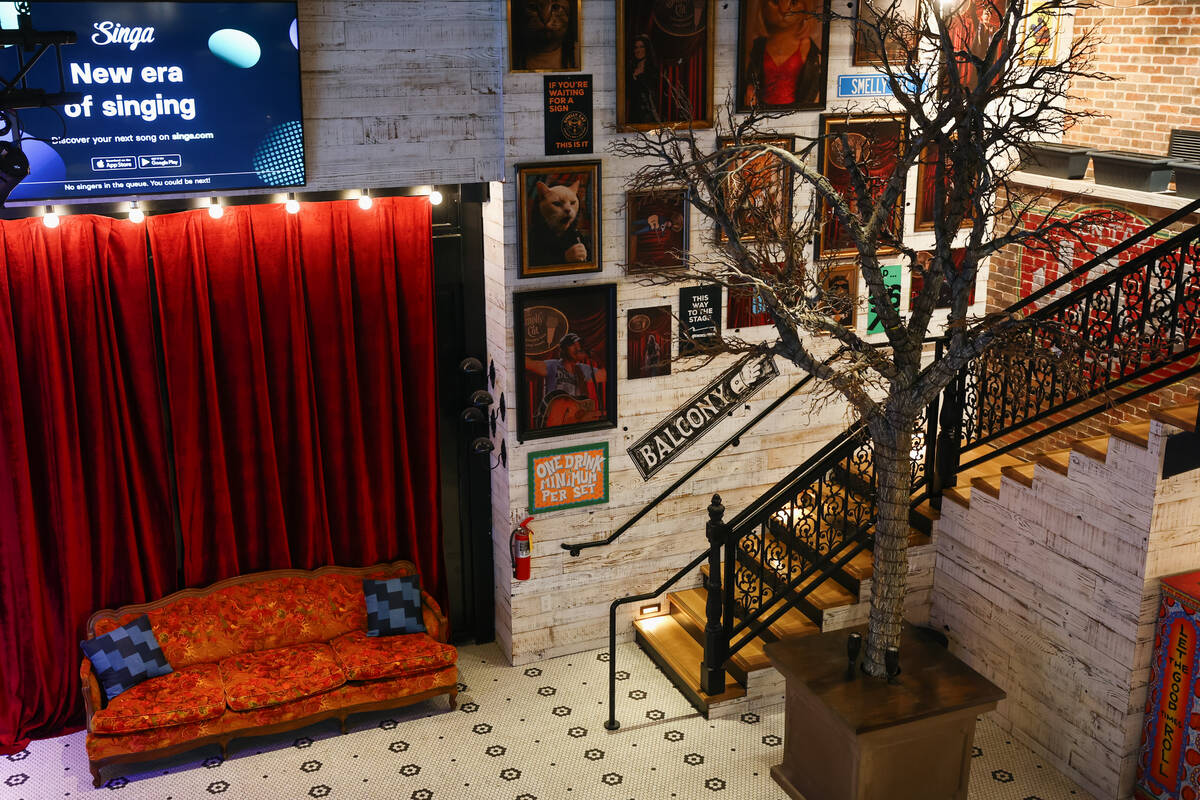 Stairs lead to the second floor balcony of Smelly Cat, a new karaoke bar opening soon in the Gr ...