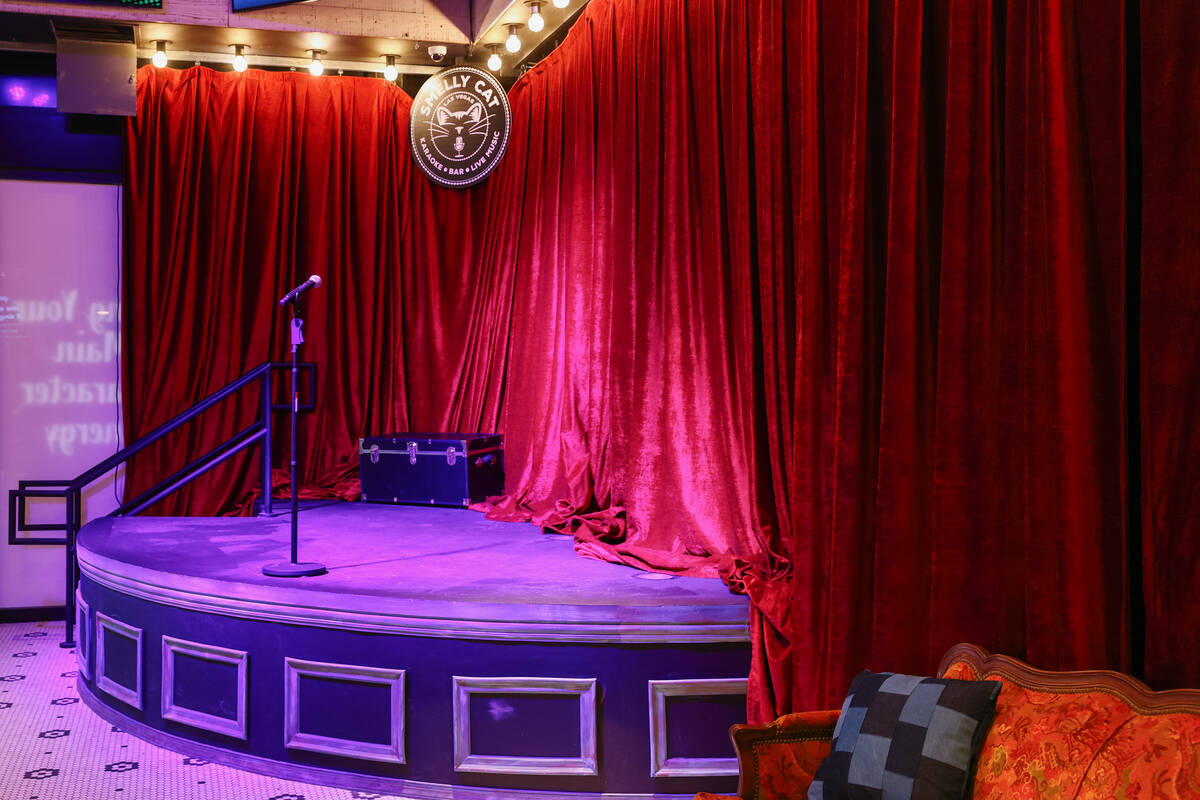 The stage of Smelly Cat, a new karaoke bar opening soon in the Grand Bazaar Shops on The Strip. ...
