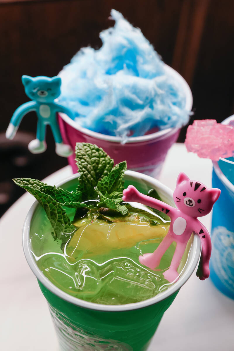 Clockwise from top, cocktails from Smelly Cat named after popular songs: Shake it Off, Smells L ...