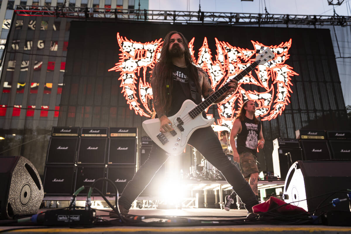 Chris Whetzel of Power Trip performs during the first day of the Punk Rock Bowling music festiv ...