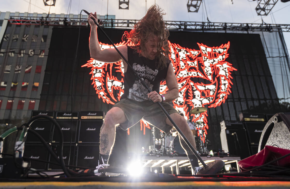 Seth Gilmore of Power Trip performs during the first day of the Punk Rock Bowling music festiva ...