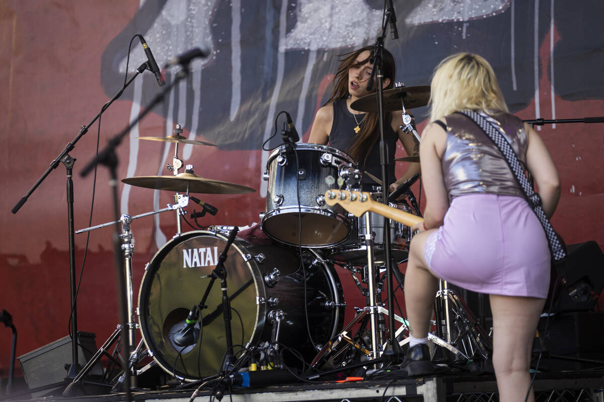 Lambrini Girls perform during the first day of the Punk Rock Bowling music festival on Saturday ...