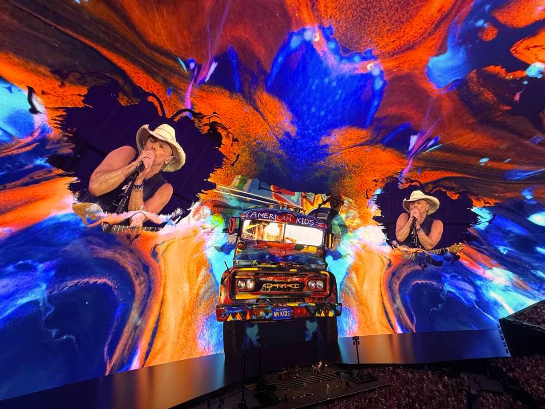 A scene from Kenny Chesney's residency production at Sphere on Saturday, May 24, 2025. (John Ka ...