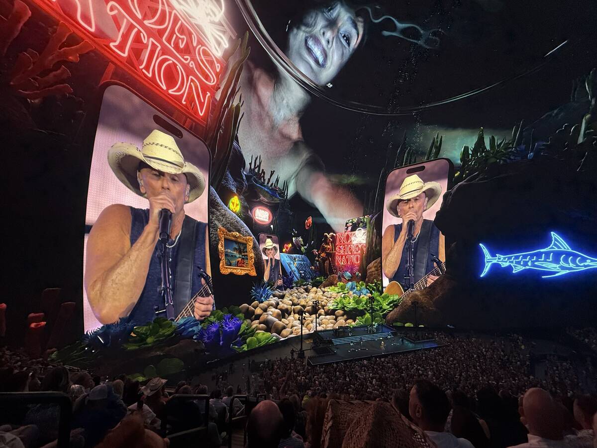 A scene from Kenny Chesney's residency production at Sphere on Saturday, May 24, 2025. (John Ka ...