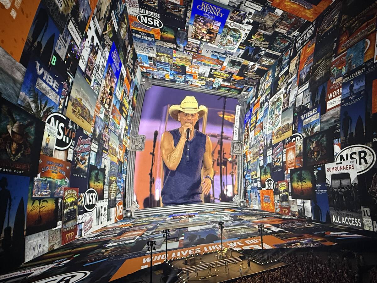 A scene from Kenny Chesney's residency production at Sphere on Saturday, May 24, 2025. (John Ka ...