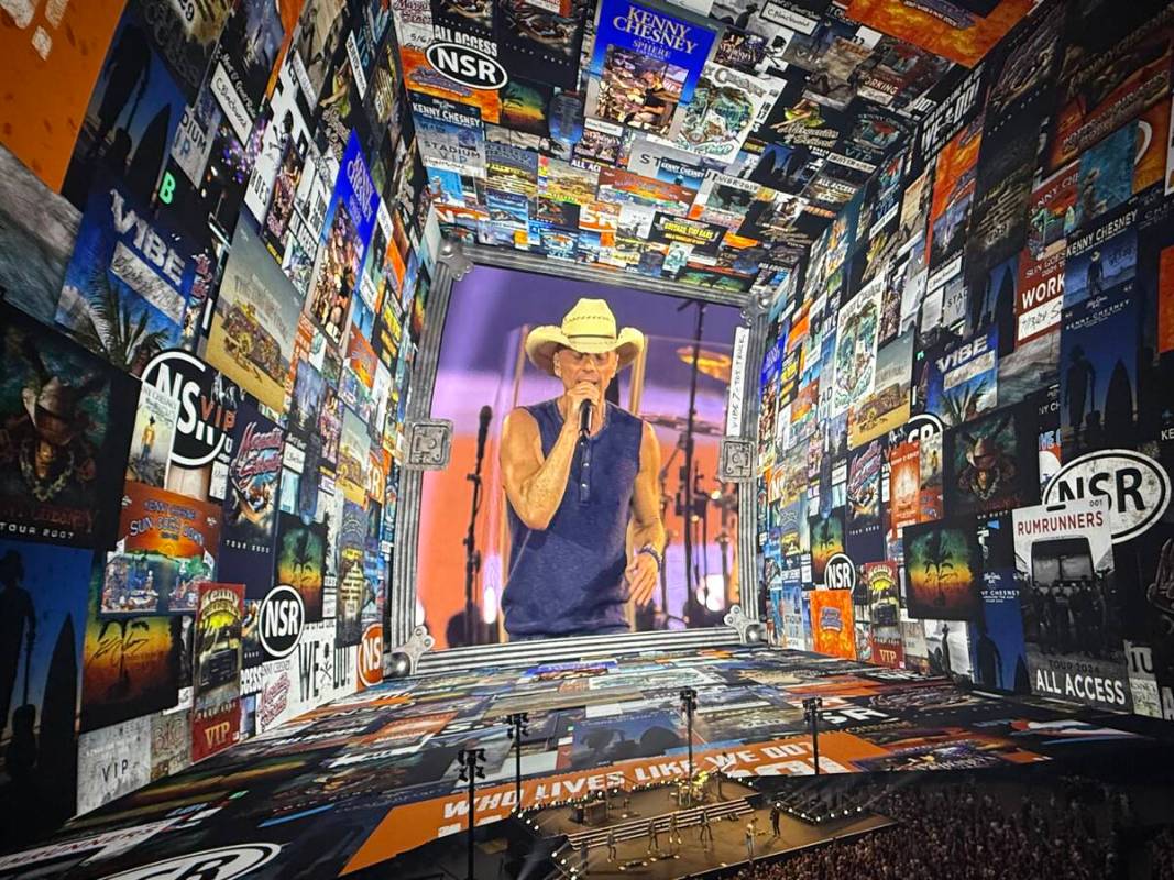 A scene from Kenny Chesney's residency production at Sphere on Saturday, May 24, 2025. (John Ka ...