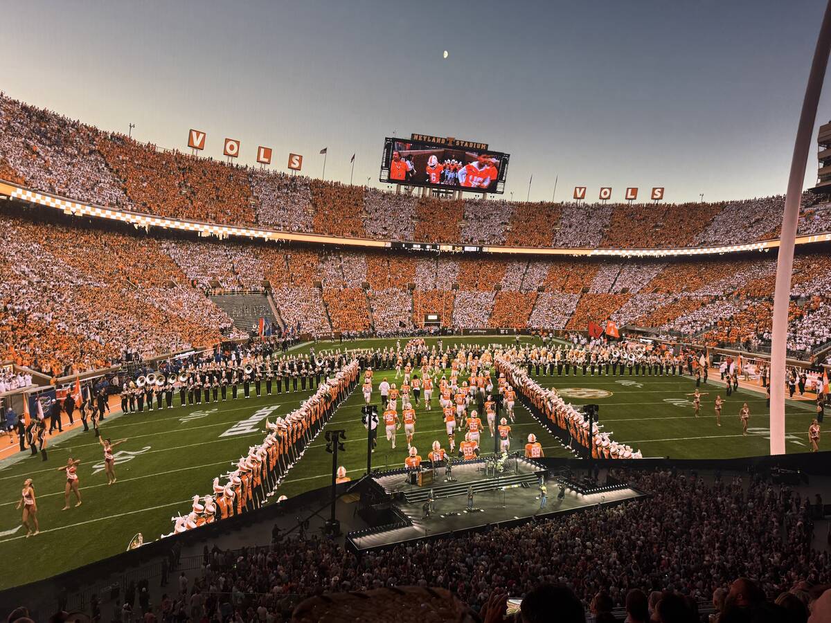 A scene from Kenny Chesney's residency production at Sphere on Saturday, May 24, 2025. (John Ka ...