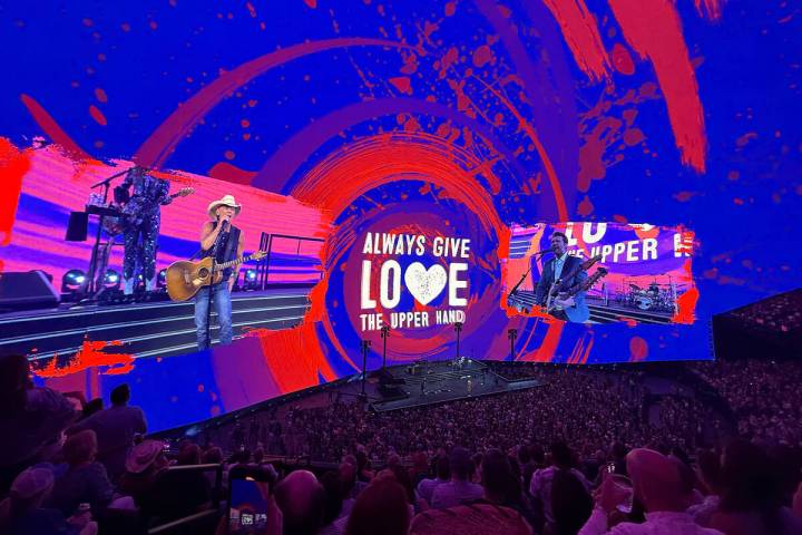 A scene from Kenny Chesney's residency production at Sphere on Saturday, May 24, 2025. (John Ka ...