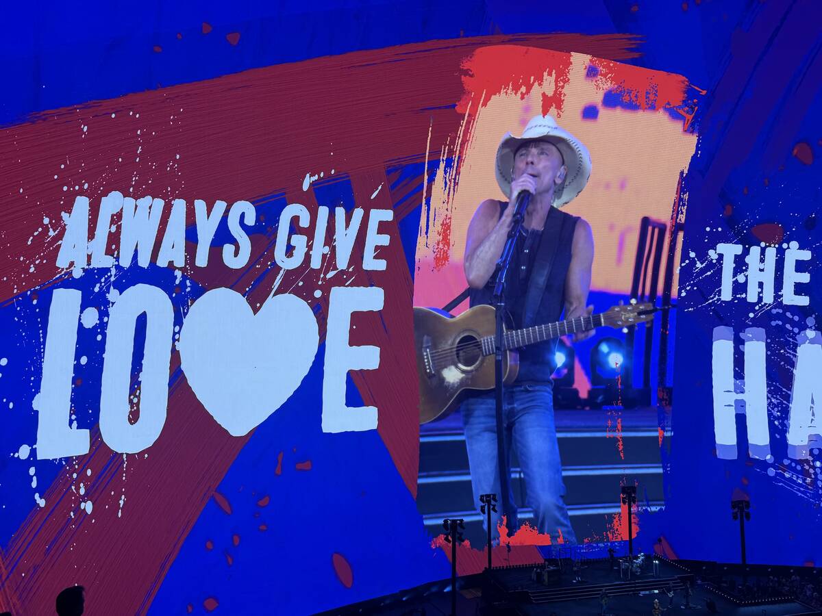 A scene from Kenny Chesney's residency production at Sphere on Saturday, May 24, 2025. (John Ka ...