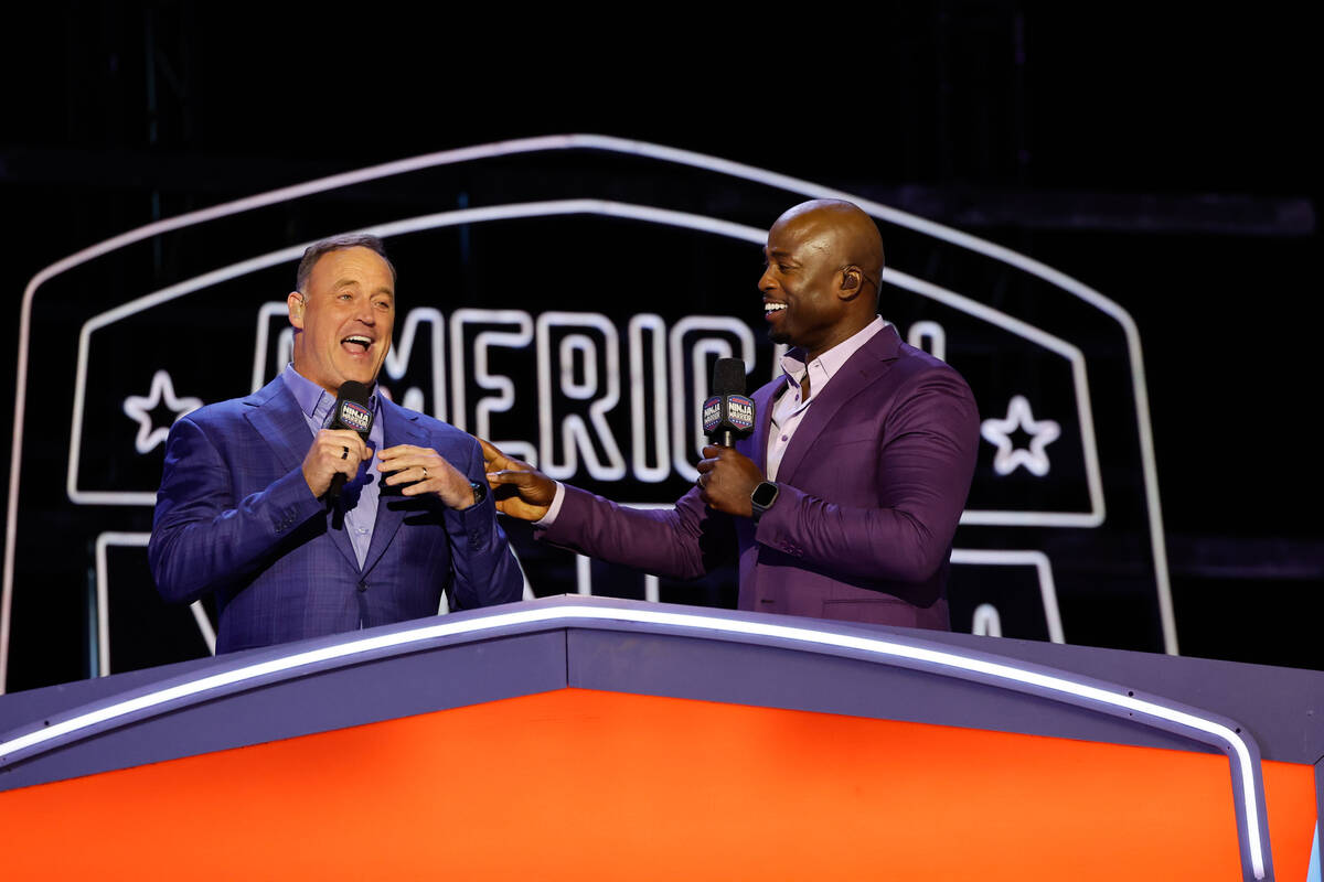 AMERICAN NINJA WARRIOR -- "Qualifiers 1” Episode 1701 -- Pictured: (l-r) Matt Iseman, Akbar ...