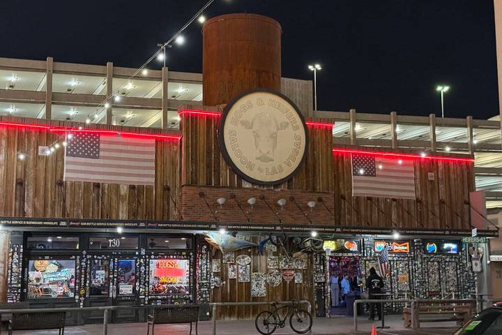 The outside of Hogs & Heifers Saloon on 3rd Street in downtown Las Vegas is shown on Monday, Ma ...