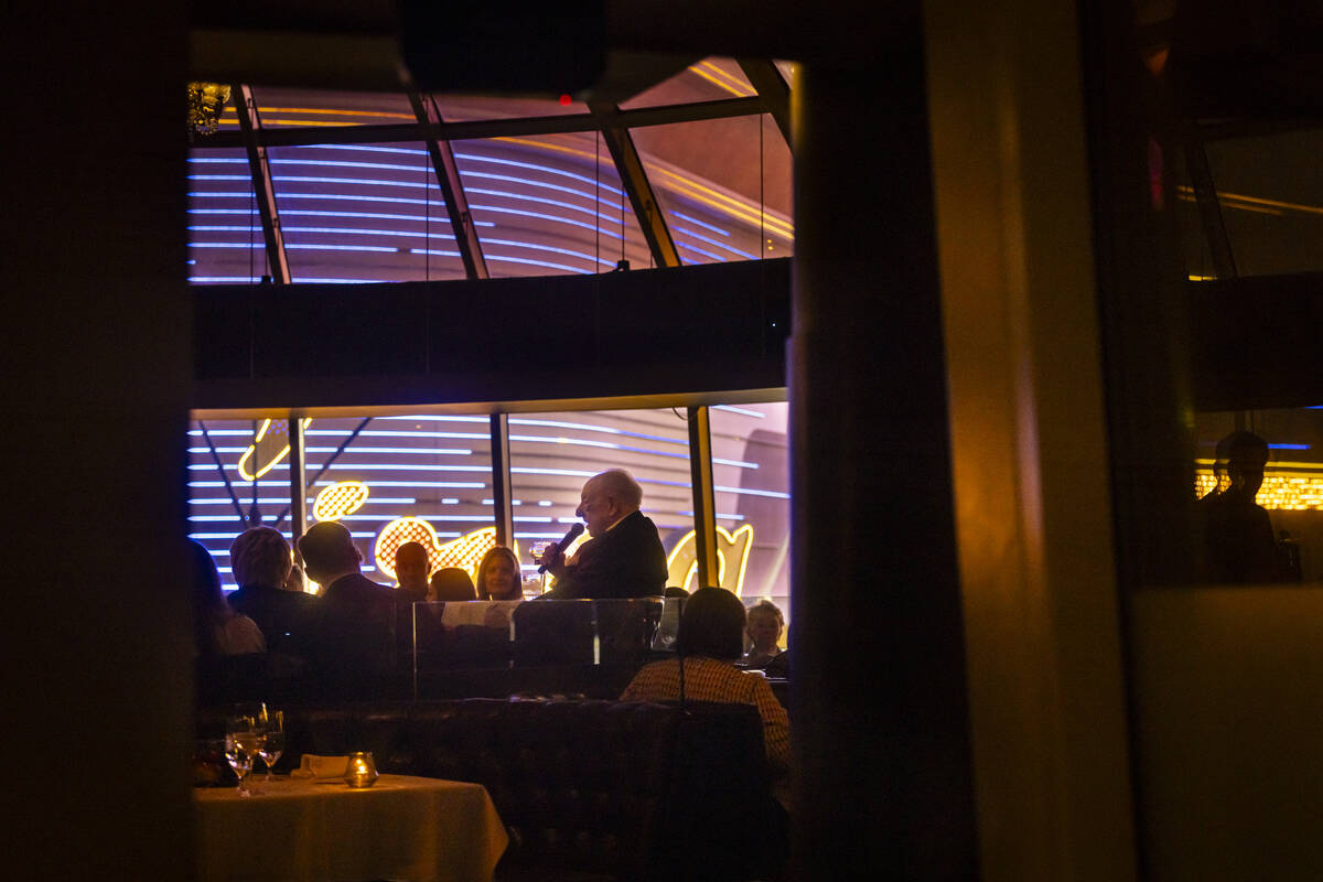 Former Las Vegas Mayor Oscar Goodman speaks during an "Oscar's DInner" series event a ...
