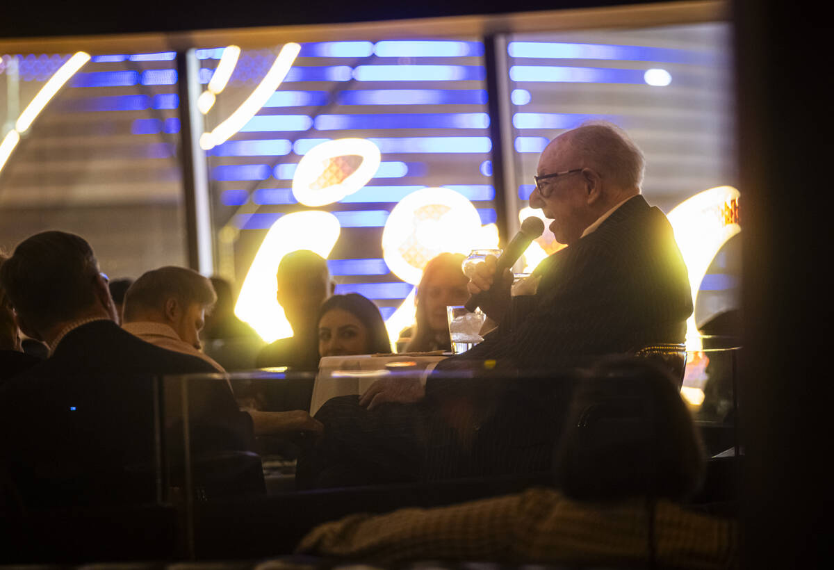 Former Las Vegas Mayor Oscar Goodman speaks during an "Oscar's DInner" series event a ...