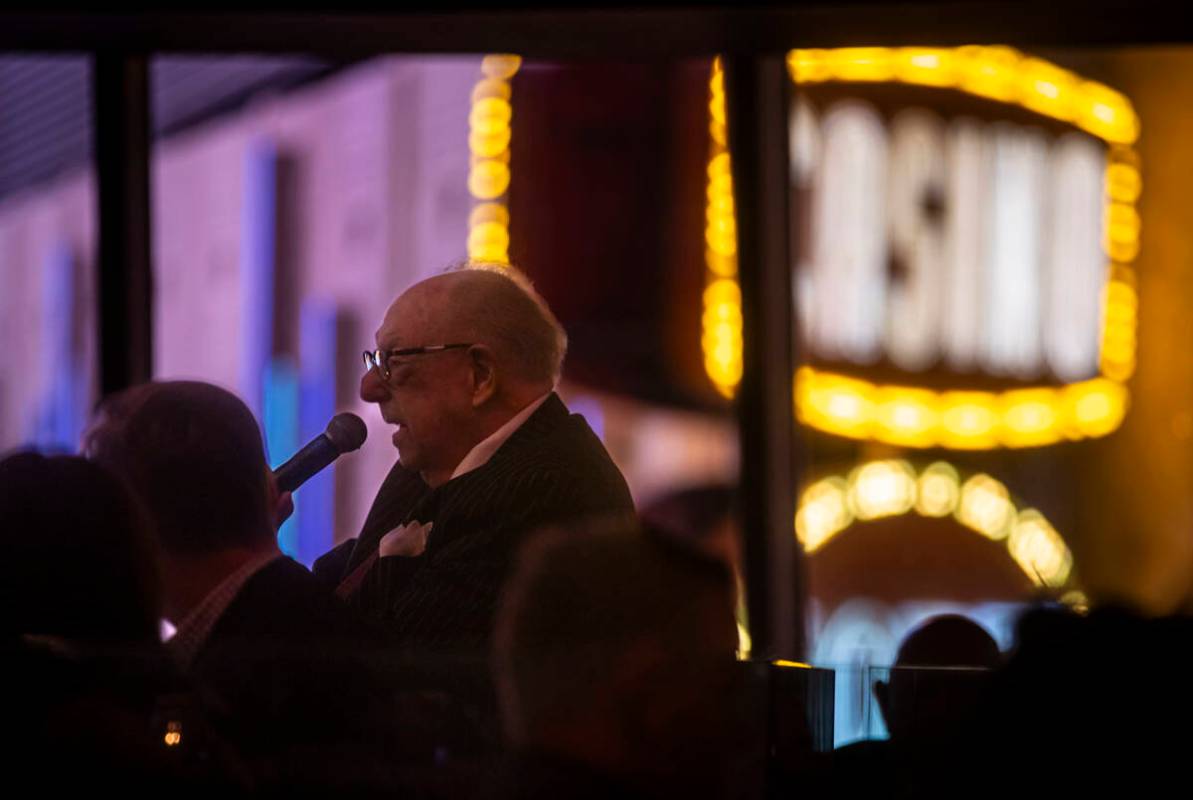 Former Las Vegas Mayor Oscar Goodman speaks during an "Oscar's DInner" series event a ...