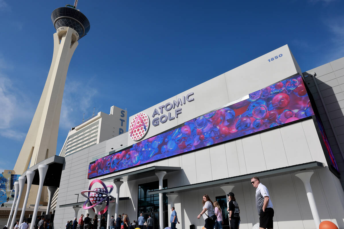 Atomic Golf is shown adjacent to The Strat in Las Vegas during its grand opening on Friday, Mar ...