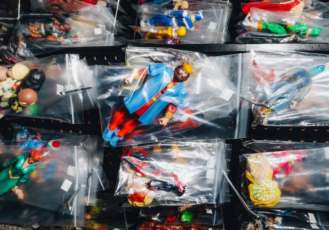 Vintage toys on display at Brad's Toys & Collectibles Sunday, March 30, 2025, in Las Vegas. ...