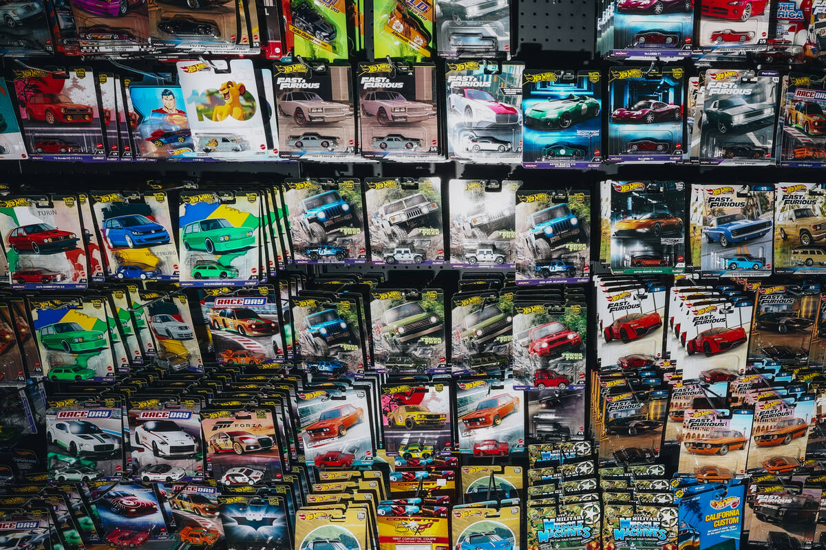 Hot wheels on display at Brad's Toys & Collectibles Sunday, March 30, 2025, in Las Vegas. ( ...