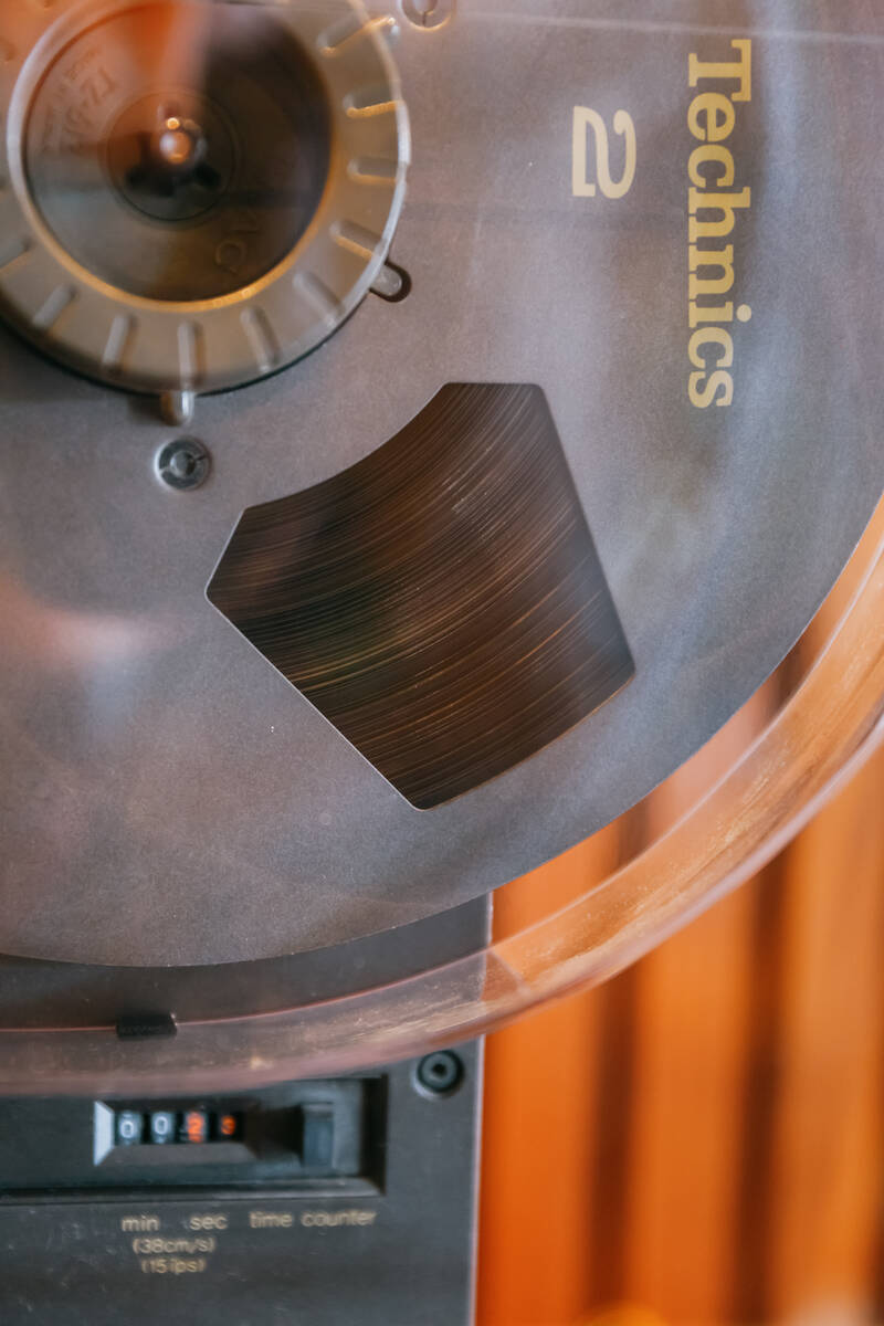Musical equipment sits behind a couch at Echo Sound and Taste, a new restaurant and music loung ...
