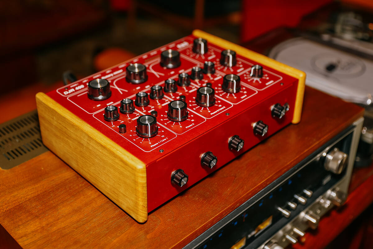 Music equipment sits on a table at Echo Sound and Taste, a new restaurant and music lounge in t ...