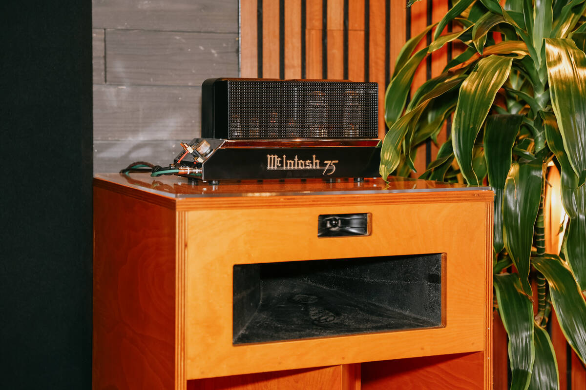Analog stereo equipment sits inside Echo Sound and Taste, a new restaurant and music lounge in ...