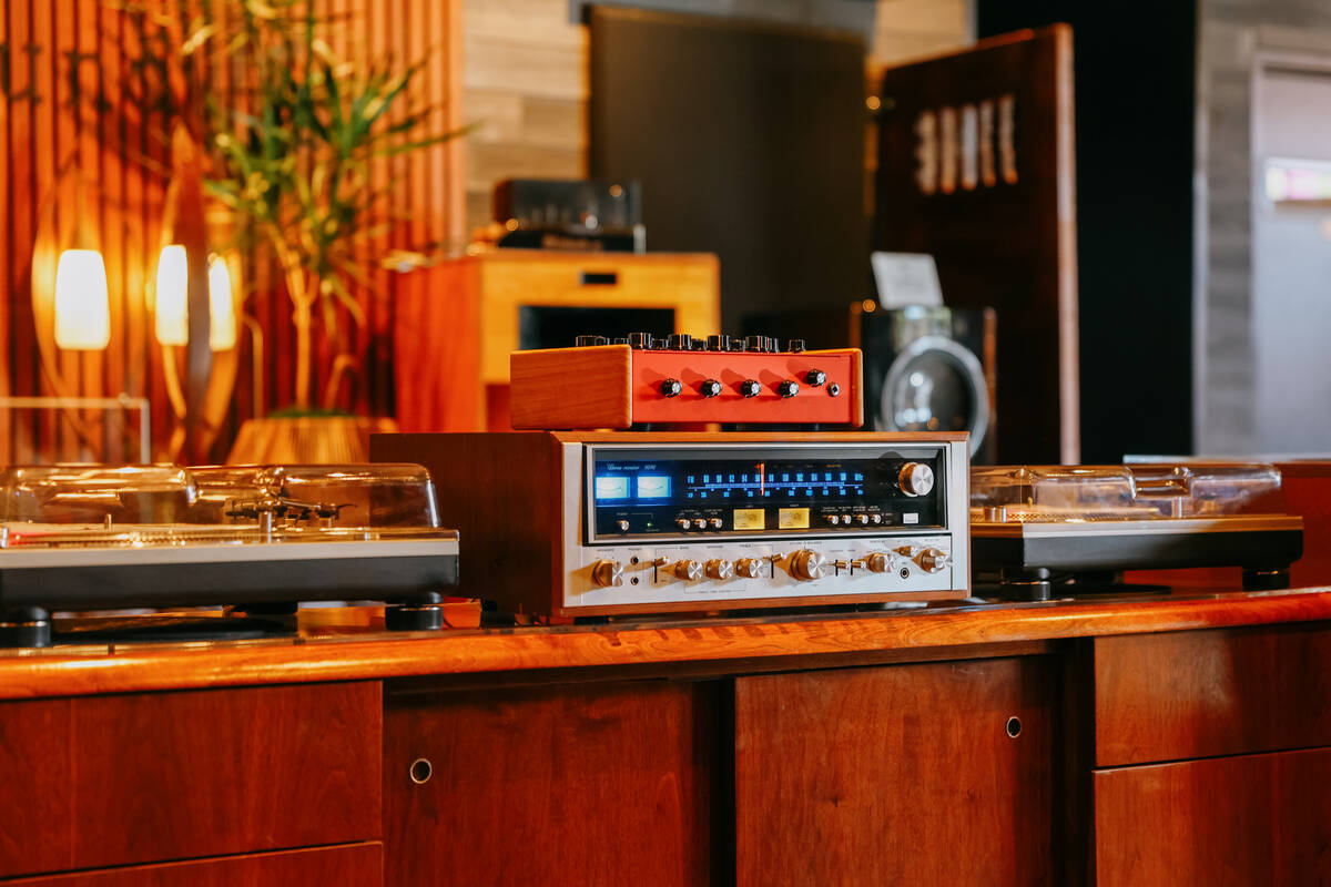 Music equipment sits on a table at Echo Sound and Taste, a new restaurant and music lounge in t ...
