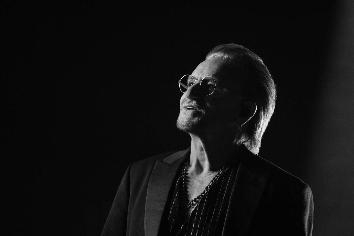 Bono in "Bono: Stories of Surrender," now streaming on Apple TV+. (Sarah Shatz)