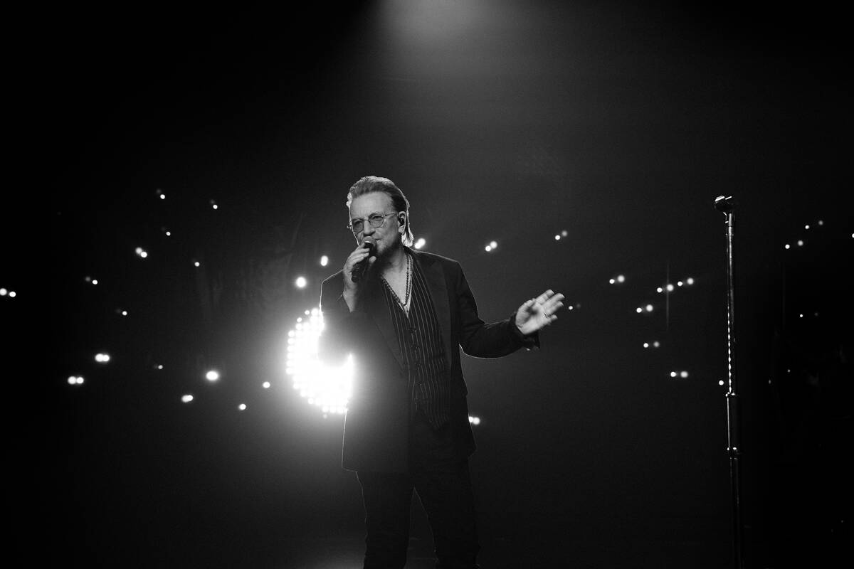 Bono in "Bono: Stories of Surrender," now streaming on Apple TV+. (Sarah Shatz)