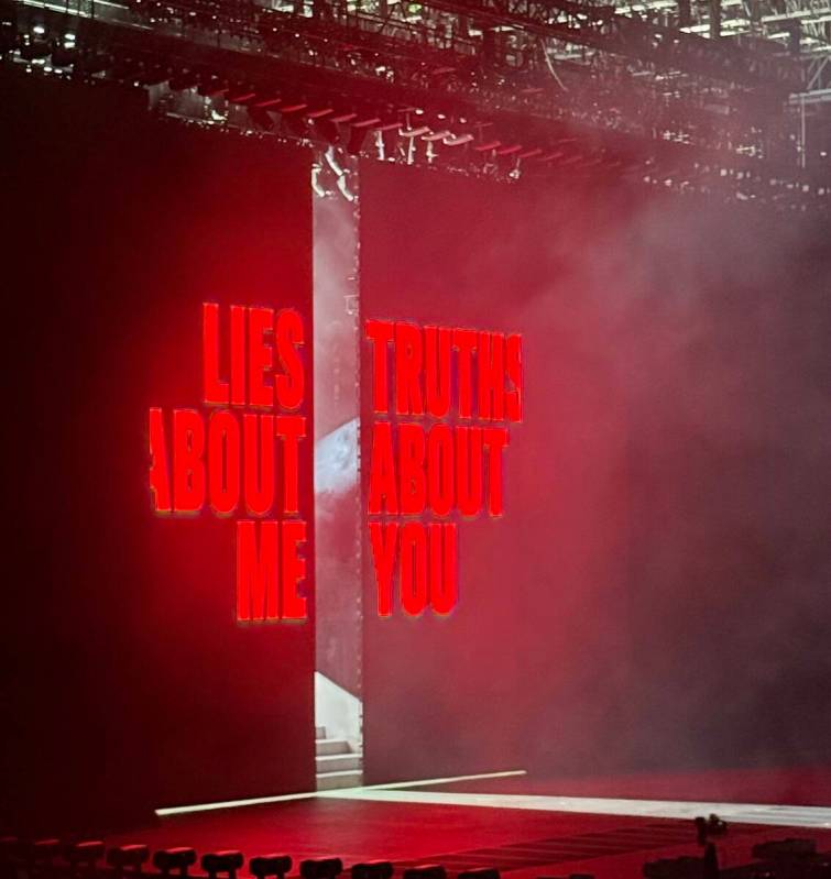 A scene from Kendrick Lamar and Sza's "Grand National Tour" stop at Allegiant Stadium on Saturd ...