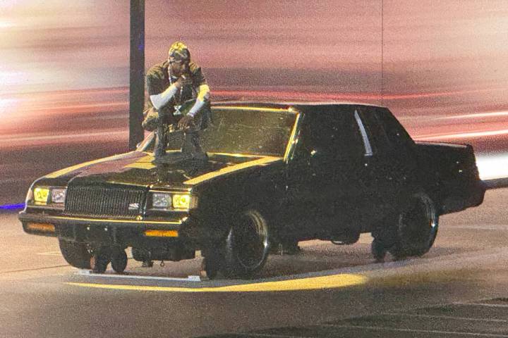 A scene from Kendrick Lamar and Sza's "Grand National Tour" stop at Allegiant Stadium on Saturd ...