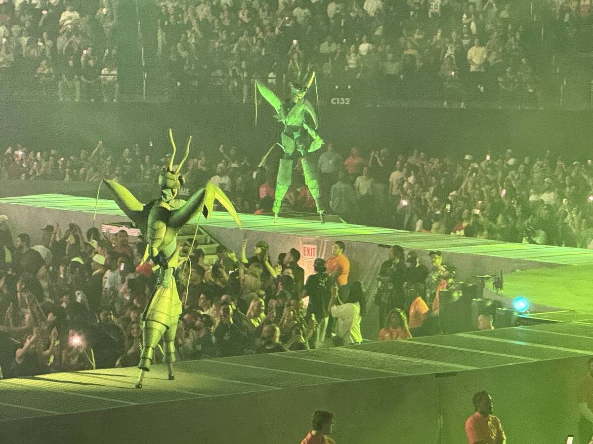 A scene from Kendrick Lamar and Sza's "Grand National Tour" stop at Allegiant Stadium on Saturd ...