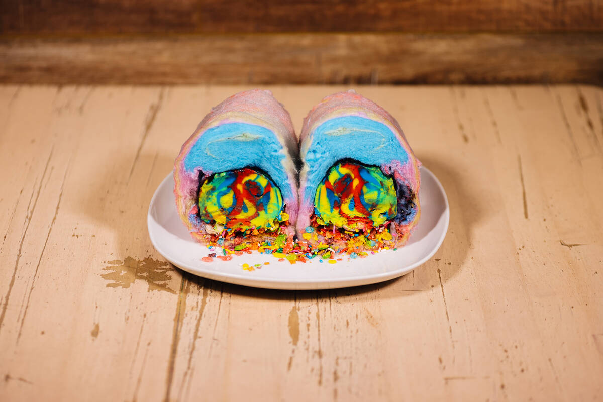The cotton candy burrito at Creamberry Friday, June 6, 2025, in Las Vegas. (Madeline Carter/Las ...