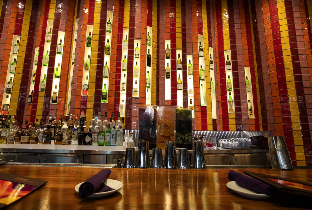 The bar at Julian Serrano Tapas restaurant at Aria on the Las Vegas Strip, as seen on Thursday, ...