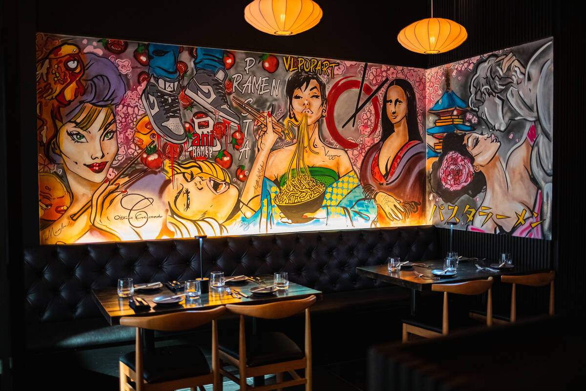 The interior of PastaRamen, a pop-up running through July 12, 2025, at Bar Zazu in Resorts Worl ...