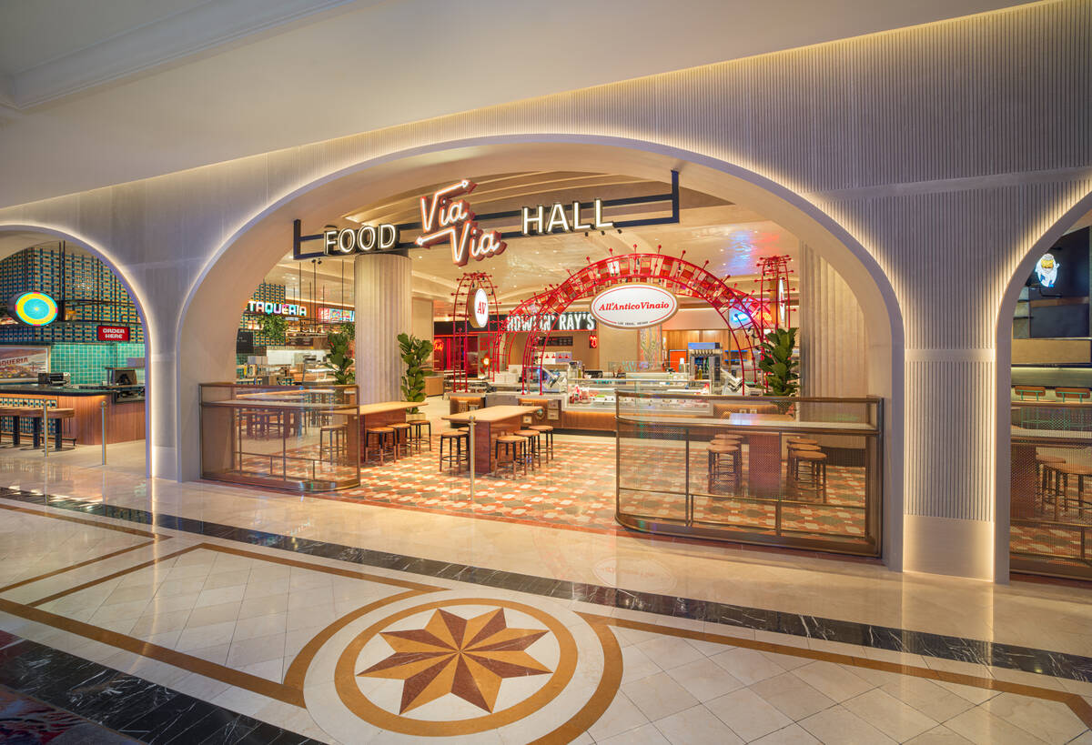 A rendering of Via Via food hall that opened Monday, June 9, 2025, in The Venetian on the Las V ...
