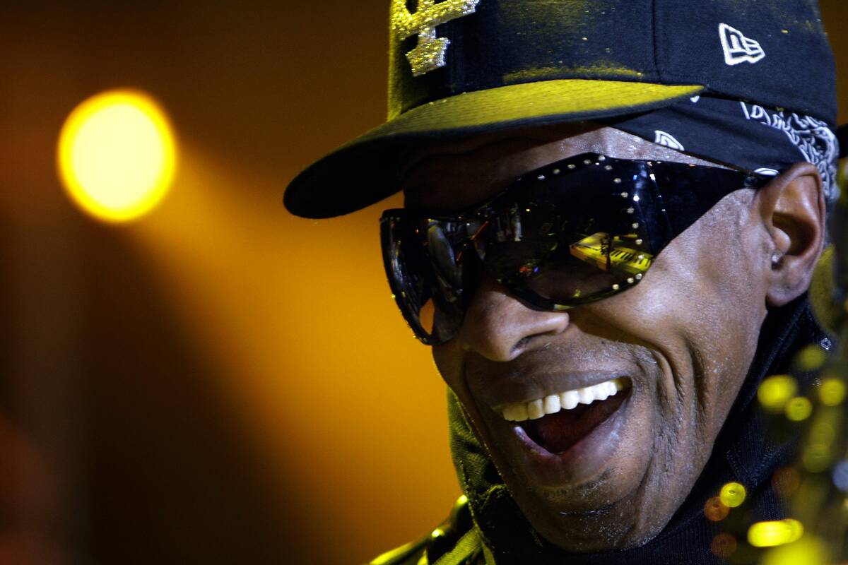 Funk music pioneer Sly Stone from the group Sly and the Family Stone performs on stage during t ...