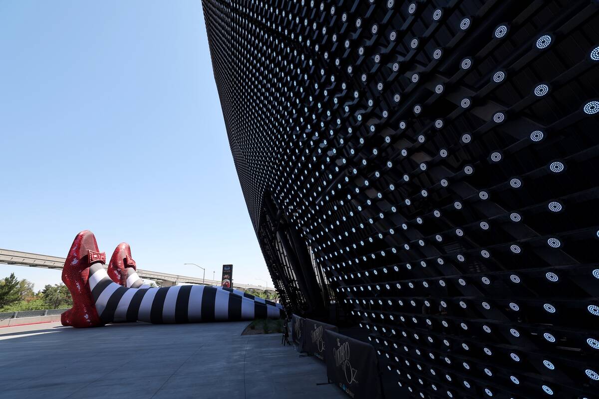 The Wicked Witch of the East legs and ruby slippers installation is seen promoting "The Wi ...