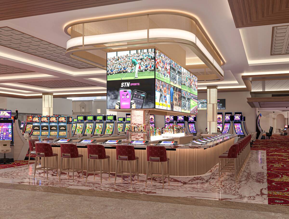 A rendering of the casino bar, set to open in early 2026 at Sunset Statiion. (Station Casinos)