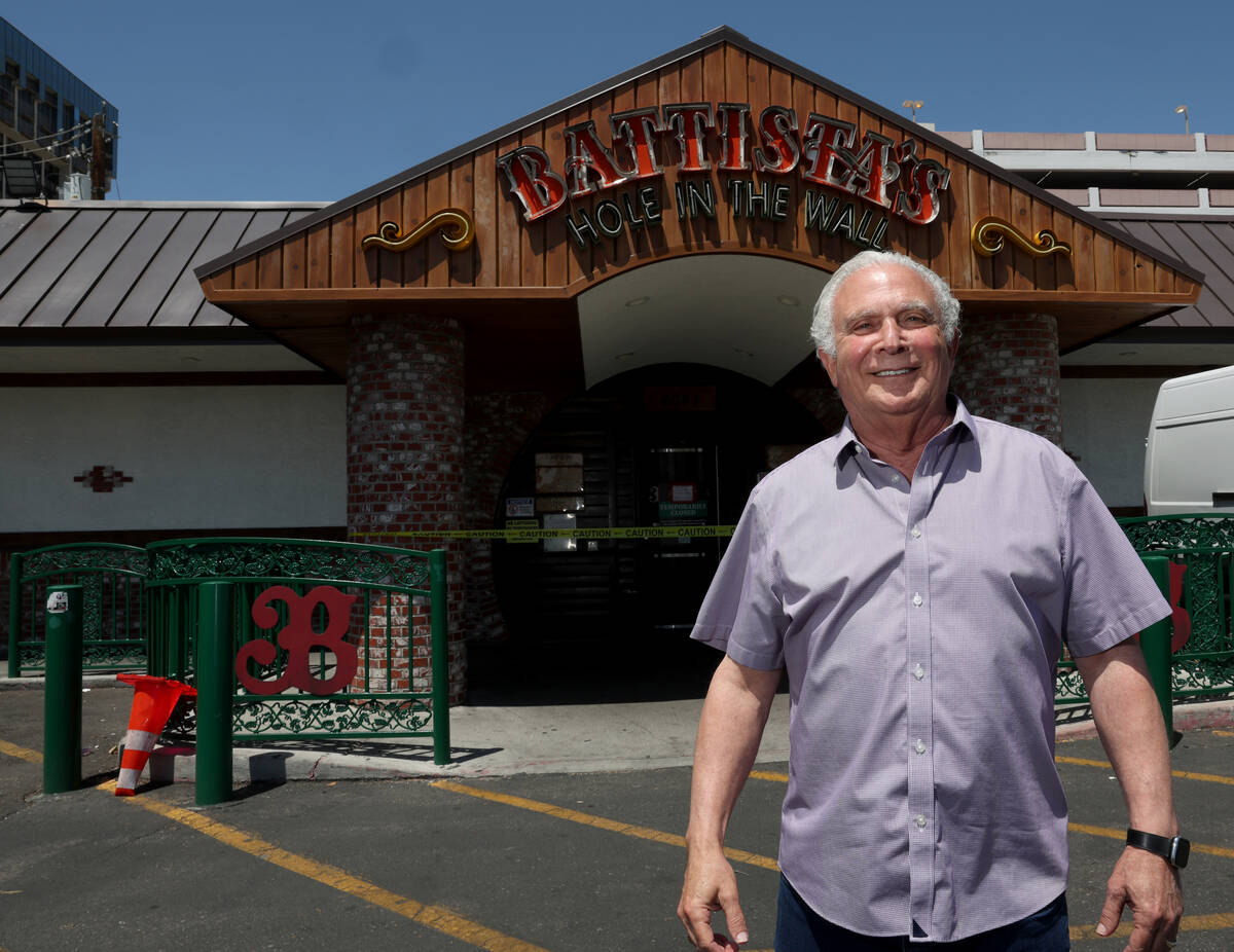 Owner Randy Markin poses outside Battista's Hole in the Wall in Las Vegas Friday, June 6, 2025. ...