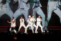 Jonathan Knight, Jordan Knight, Joey McIntyre, Donnie Wahlberg and Danny Wood with New Kids on ...
