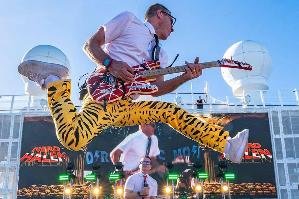 Caleb Rapoport and the Mighty Nerd Halen are shown at the Monsters of Rock Cruise on the Norweg ...